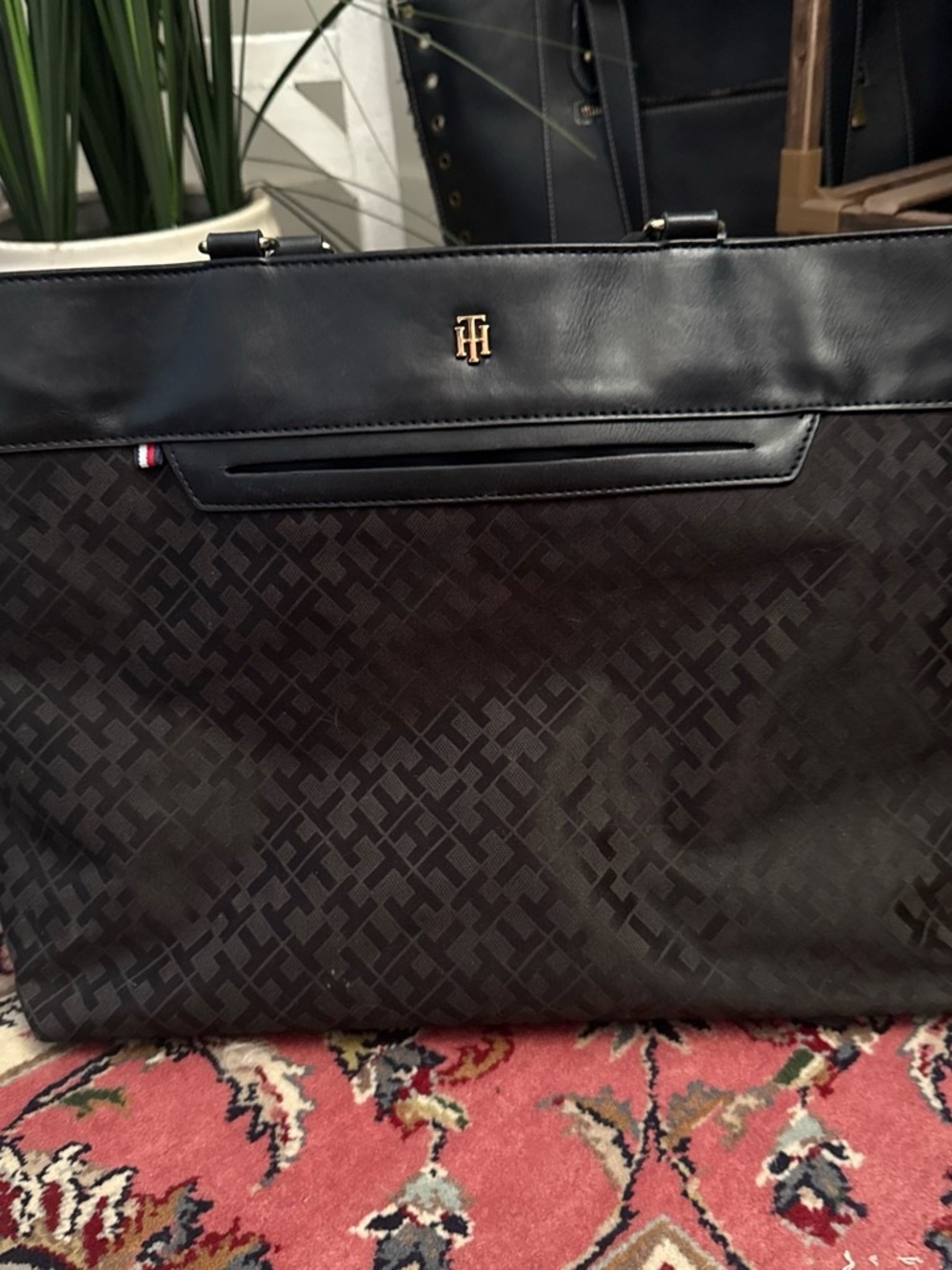 Tommy Hilfiger Black Logo Jacquard Tote